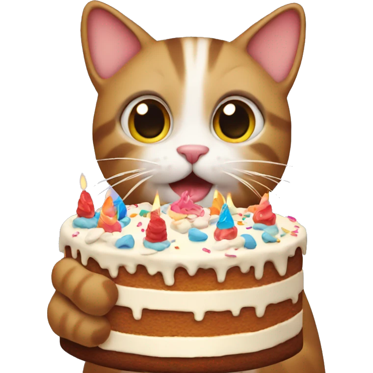 Cat holding a birthday cake emoji