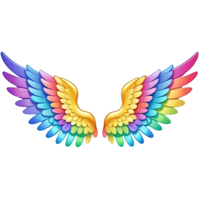  tiny small rainbow angel wings. cute tiny left and right rainbow angel wings. Only wings. emoji