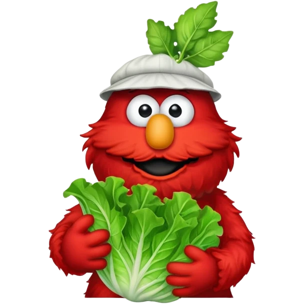elmo with lettuce at london emoji