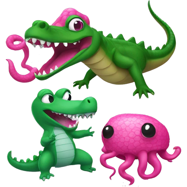 Alligator ninjas vs pink octopus emoji