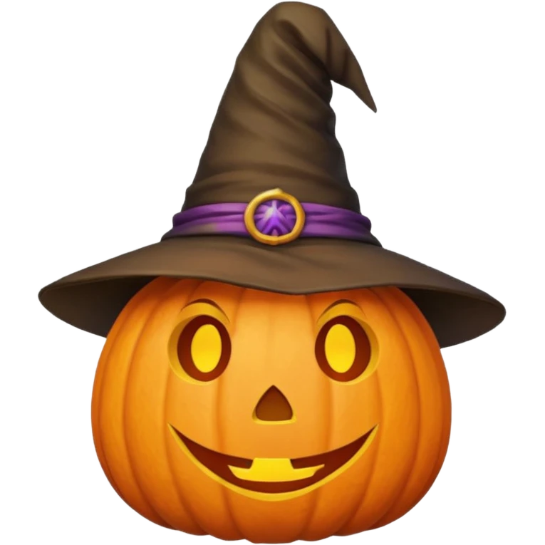 Cute Pumpkin wearing a witch hat emoji