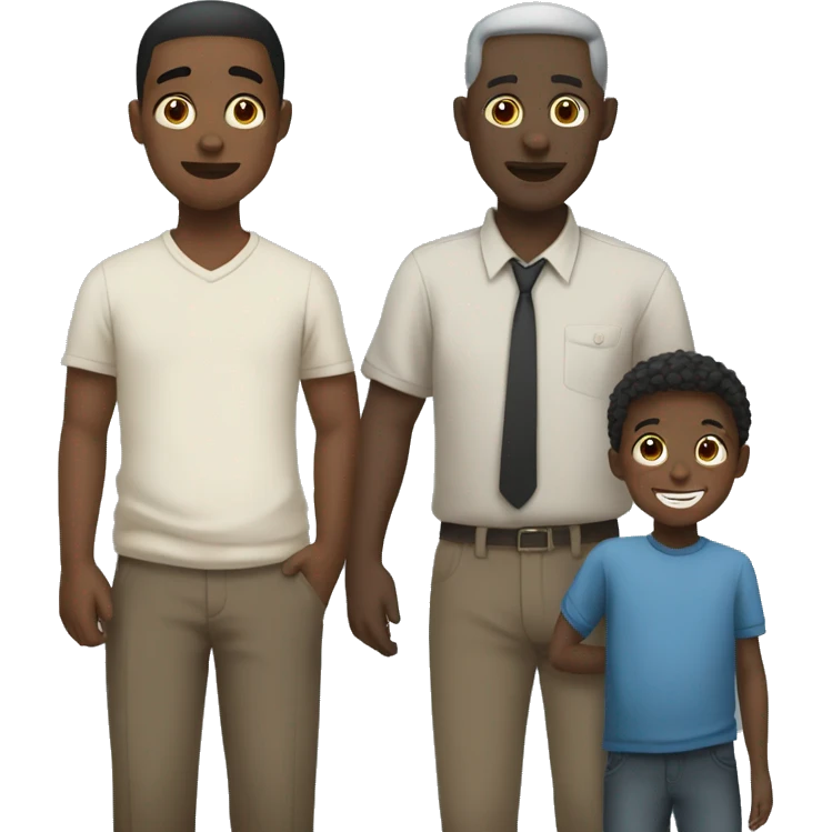 a black child with his white dad father and son emoji