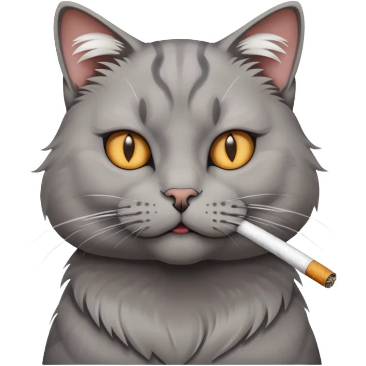 cat with cigarette in mouth staring intensely emoji