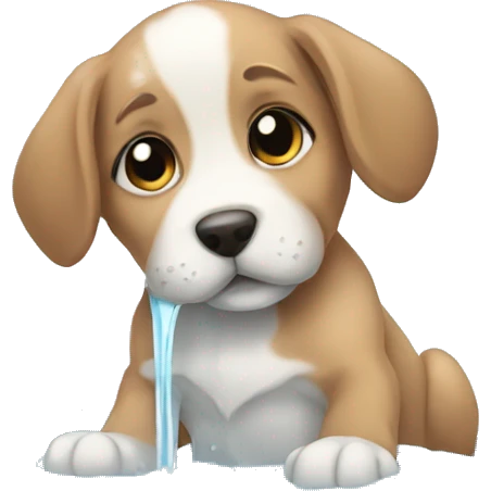 puppy playing in water fountain emoji