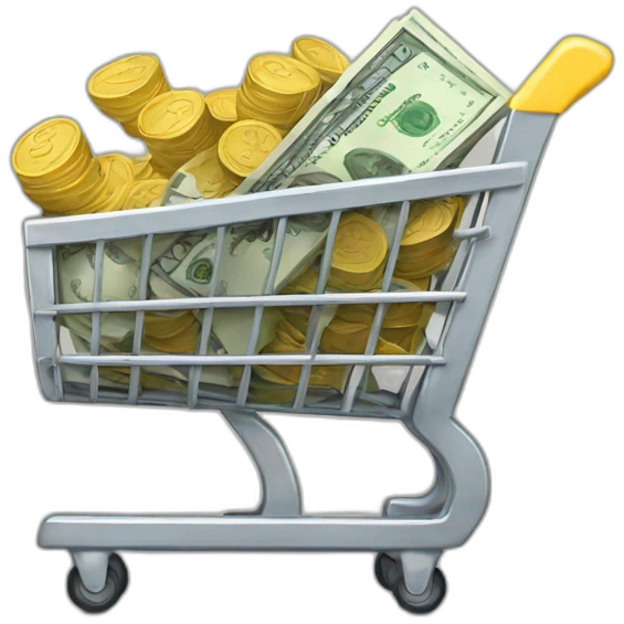 shopping cart with money emoji