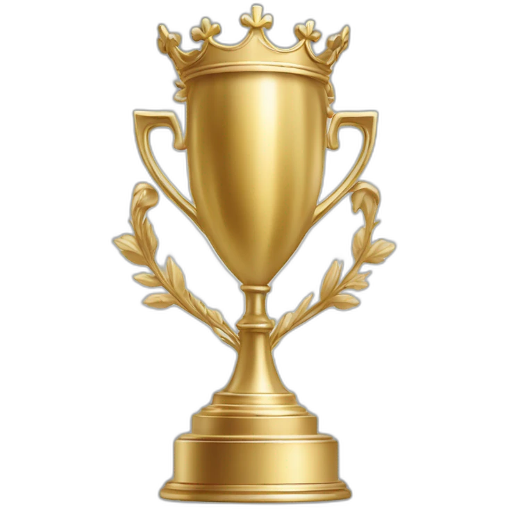 royal big empty Christian trophy for the winner with a cross on royal background emoji
