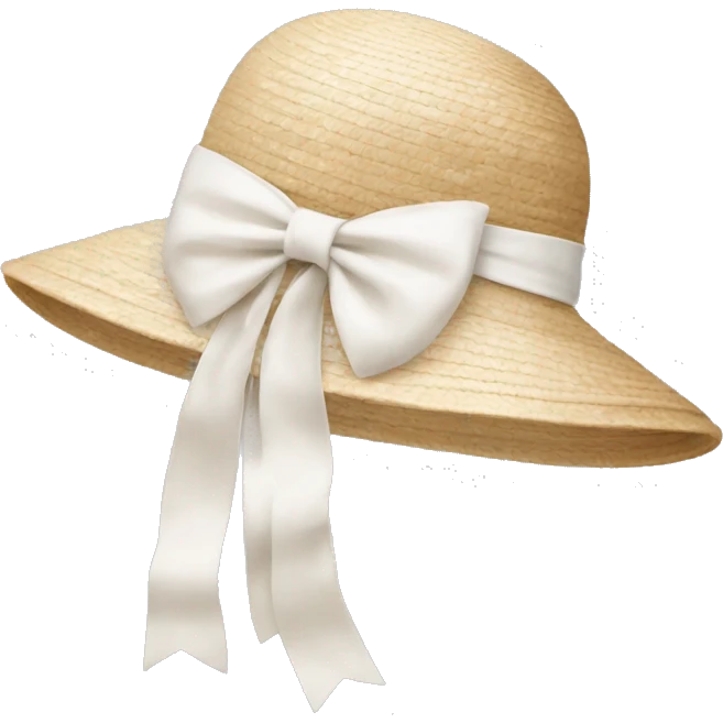 Women’s beige sun hat with white bow emoji