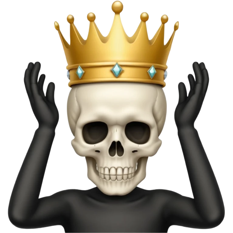 Skull with hands on head and a crown and no diamonds emoji