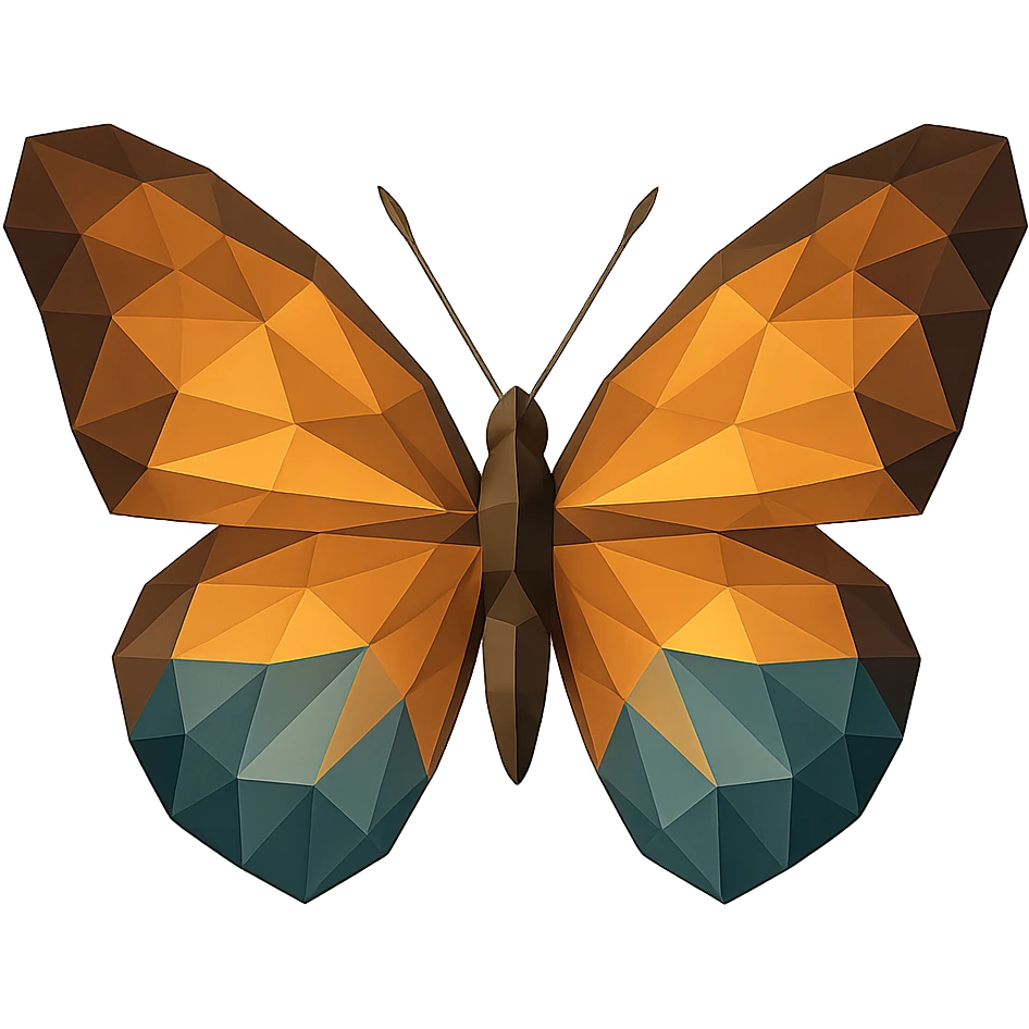 illustration of a butterfly made of geometric shapes in polygonal style emoji