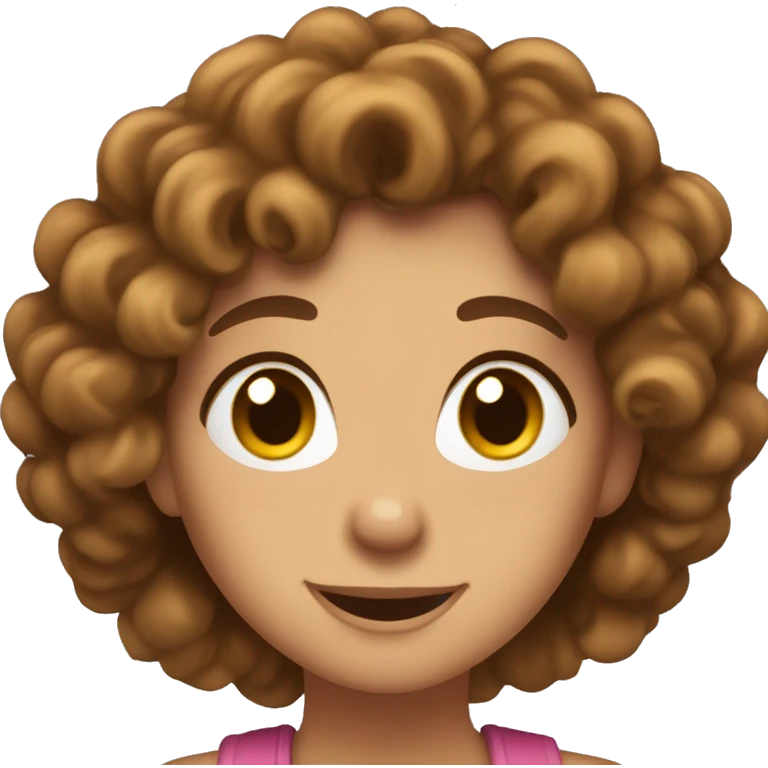 Girlfriend who has brown curly hair tan skin and big brown eyes happy with a whew and excited face emoji