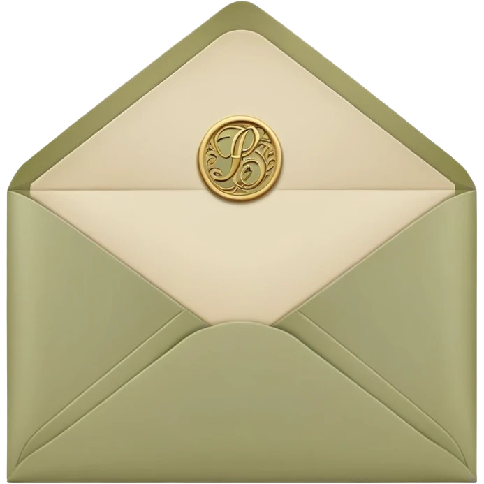 A pale olive envelope with the letter emoji