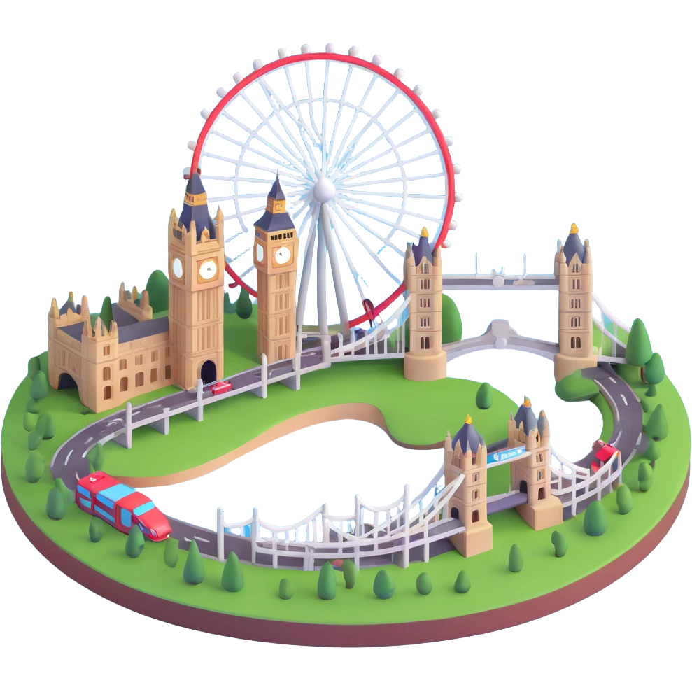 London with iconic landmarks like the London Eye and Tower Bridge emoji