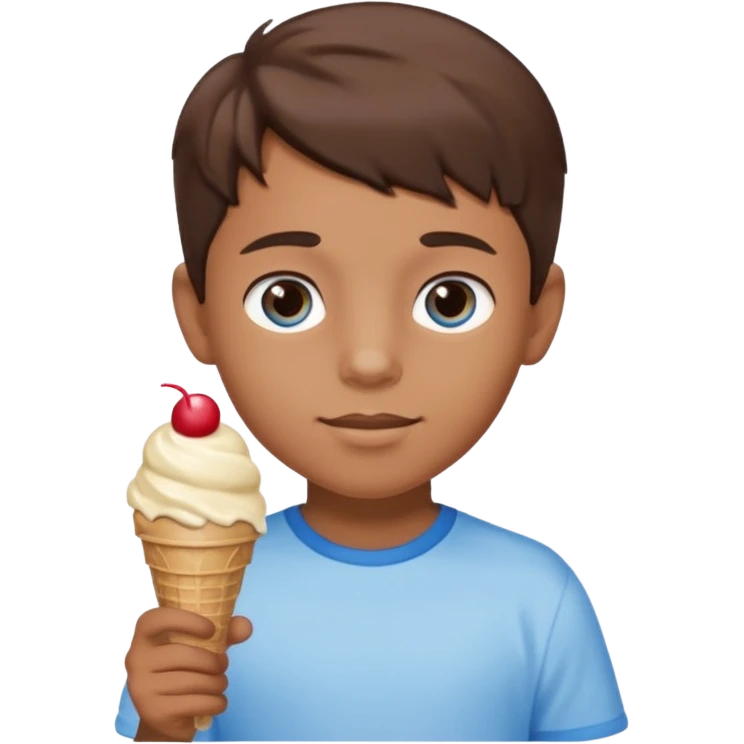 Young boy, holding ice cream emoji
