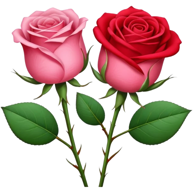 One pink🌹 and one red flower 🌹 on with red band  emoji