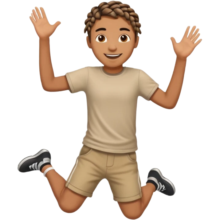 brown boy with braids jumping emoji