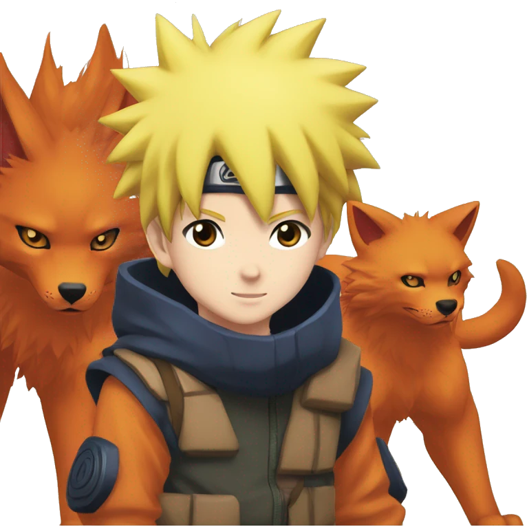 Naruto as a kid playing with kurama emoji