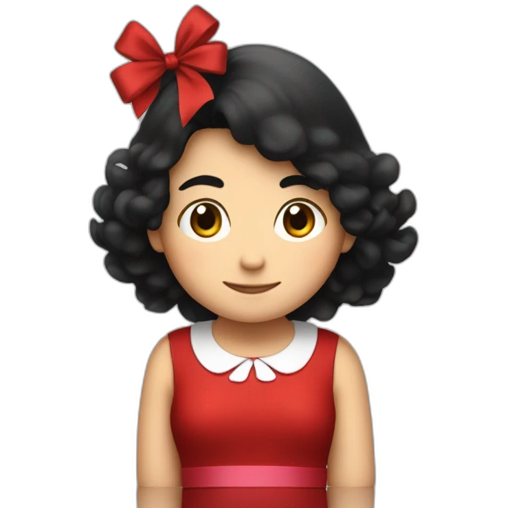 Mafalda girl red dress anda ribbon sitting emoji
