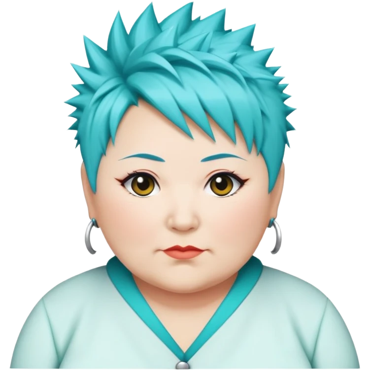 Older fat lesbian japanese very short spiky bright turquoise hair emoji