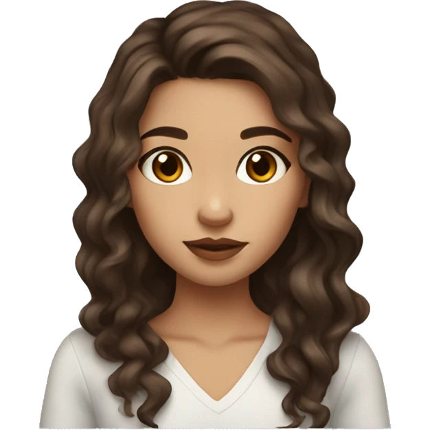 medium skin doe deep brown eyes big lips wavy brown hair girl emoji