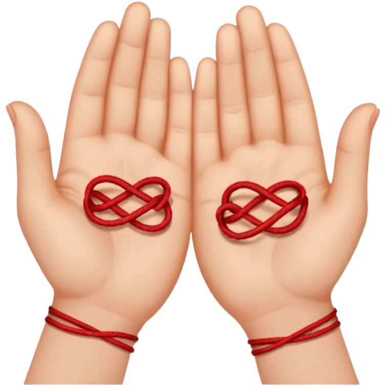 Two hands connect with red thread emoji