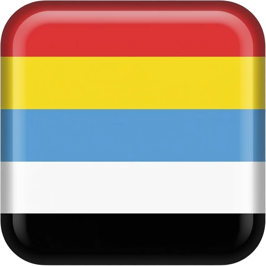 Rectangle Flag with 5 portions most upper part red then yellow then blue then white then black emoji