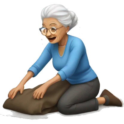 a granny on the ground emoji