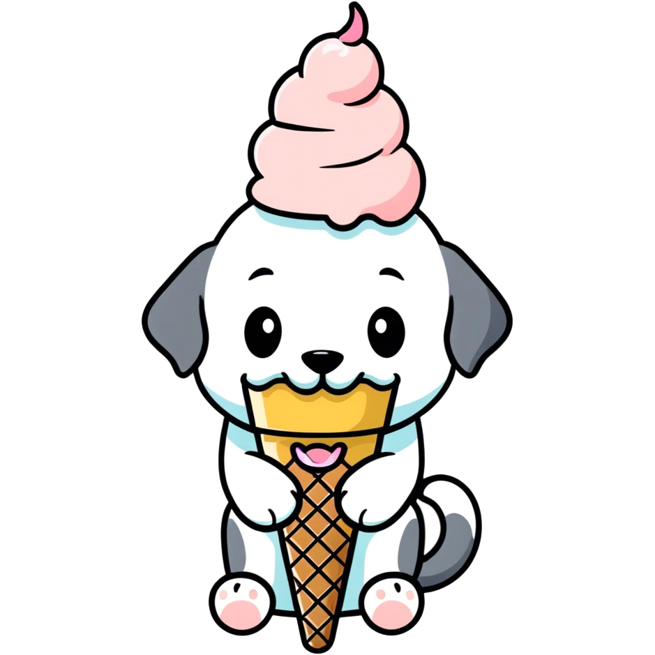 Ice cream on top of dog emoji