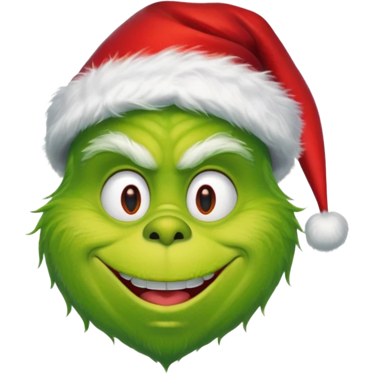 Create an emoji of the grinch from the grinch who stole christmas ith a Santa hat emoji