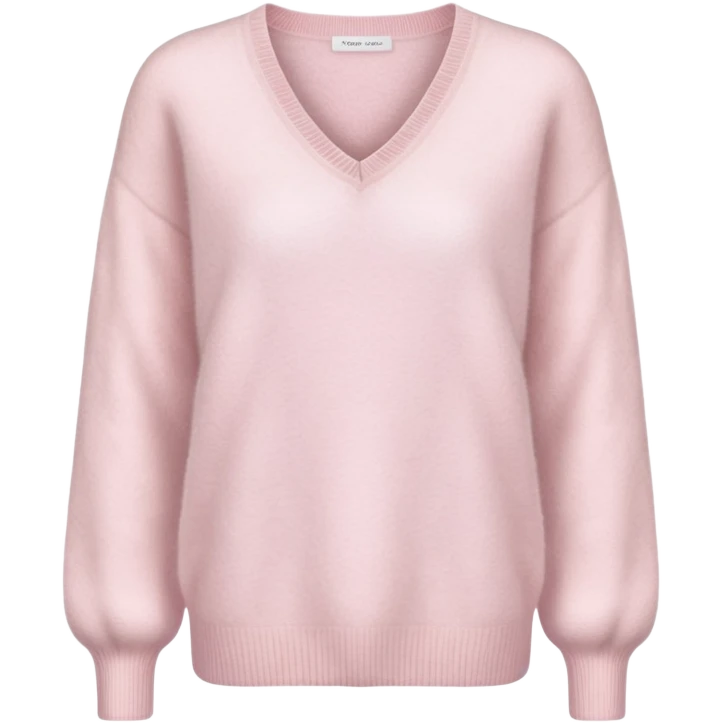 Powder pink fluffy, cashmere v-neck pullover emoji