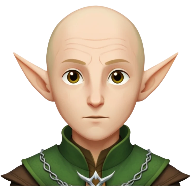 Solas from Dragon Age with bald head and pointed elf ears emoji