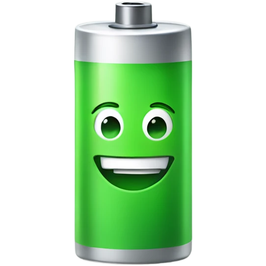 Green battery with discrete smile emoji