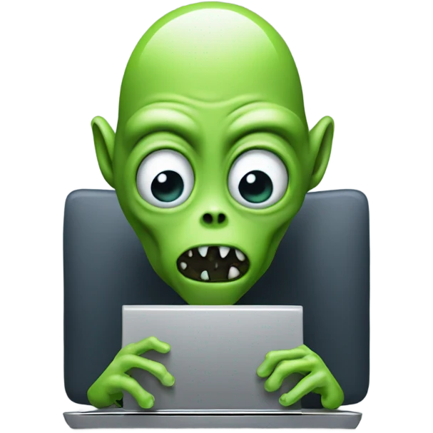 Alien typing on computer emoji