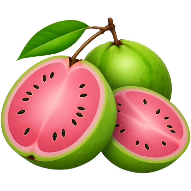 guava fruit, tropical fruit with pink flesh emoji