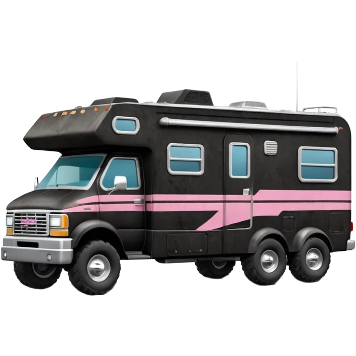 Aerodynamic racing Streamlined retro dilapidated dusty hillbilly-Barbie Vader styled motor home rv off-roading rock-climbing 4x4 desert Winnebago party monster truck  emoji