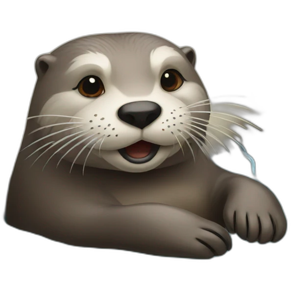 an otter laying on the water while smoking  emoji