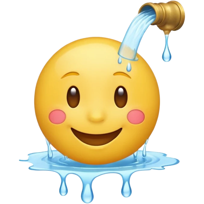 An animation of an emoji showing happy face when water is poured on it emoji