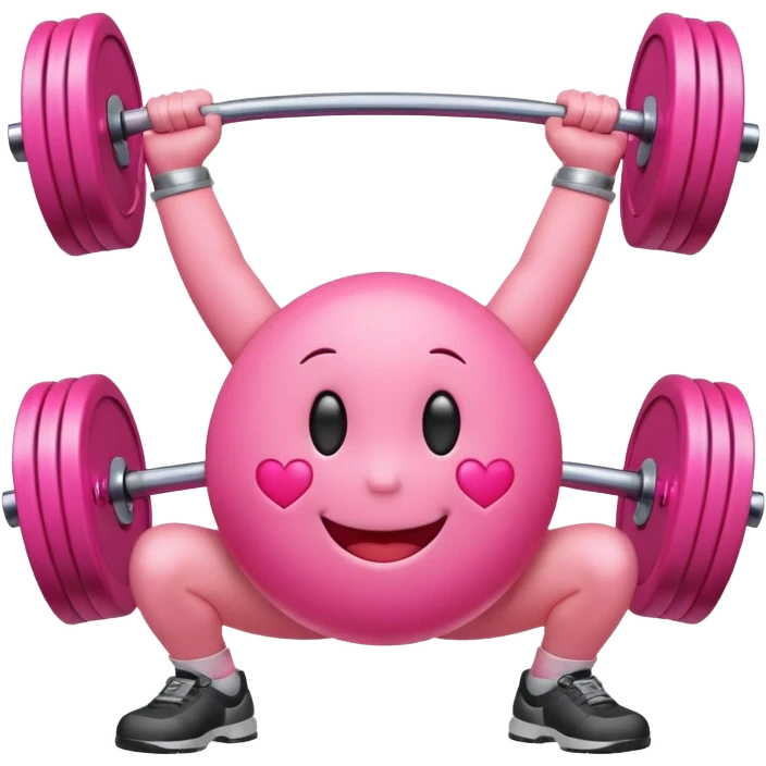 Loveheart with smiley face squatting with weights emoji