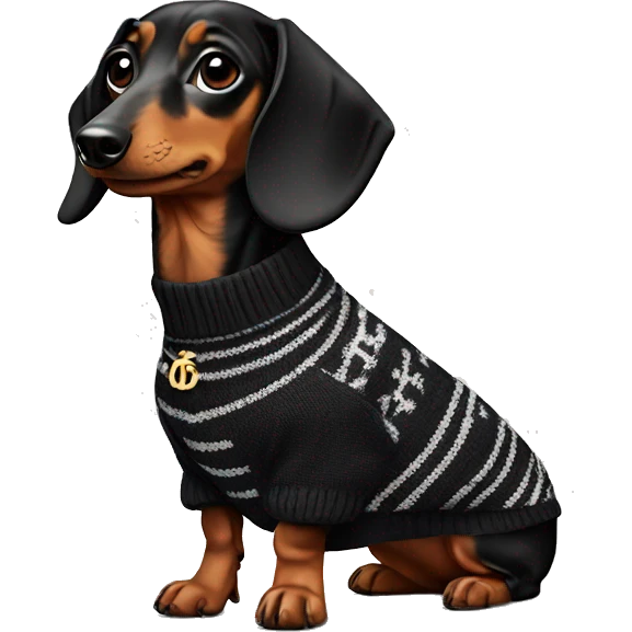 Dachshund wearing chanel Sweater  emoji