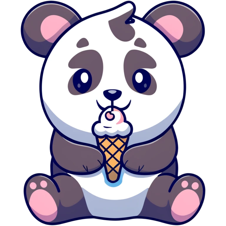 Panda eating ice cream emoji