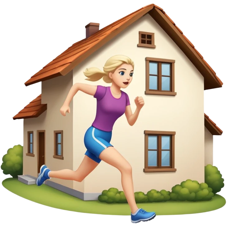 Woman running very fast out of house emoji