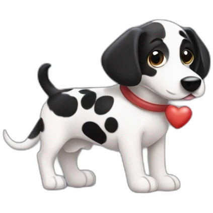 Perro salchicha mini muy tierno con pelaje negro de dalmata y un corazón  emoji