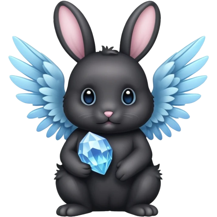 Black bunny with wings and cristals emoji