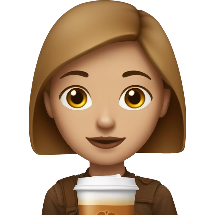 Russian girl with pumpkin spice latte emoji