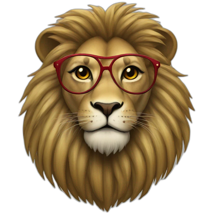 jamaican wise lion with red glasses emoji