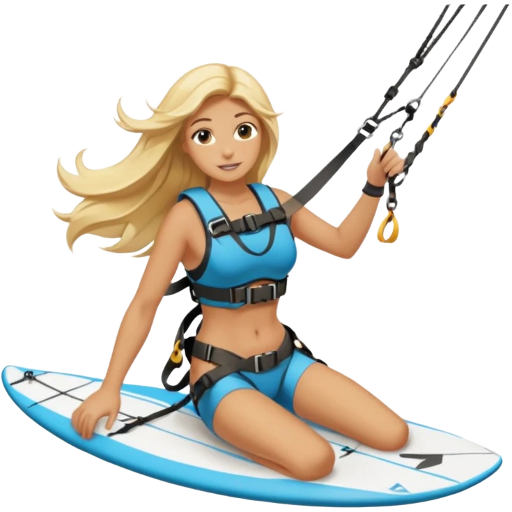 Blonde long haired ladie Kitesurfing with harness emoji