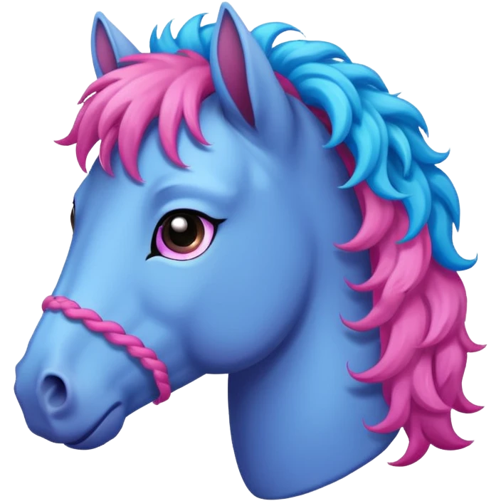  horse with curly and blue pink hair  emoji