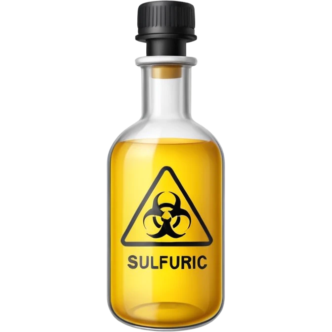 sulfuric acid, hazard sign on the bottle emoji