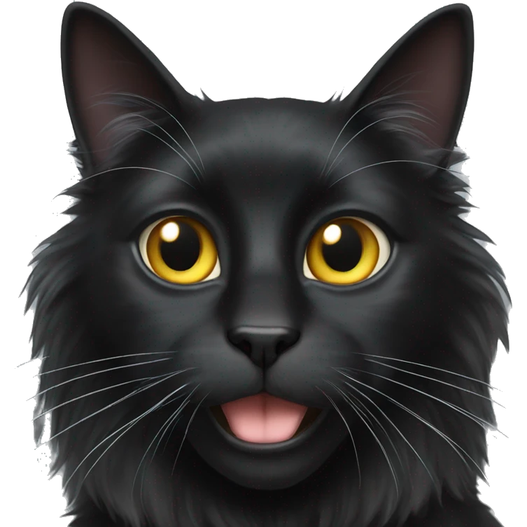 black cat domestic long-haired with white spot on the mouth emoji