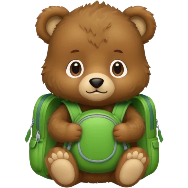 baby bear wear green backpack emoji