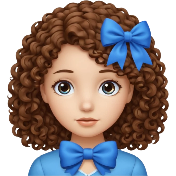 girl with curly hair blue bow emoji